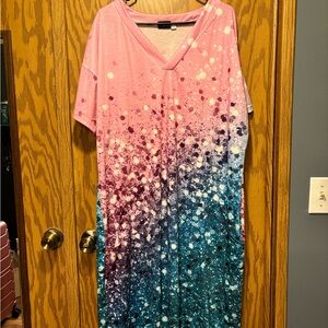 Pink and Blue Splatter Dress